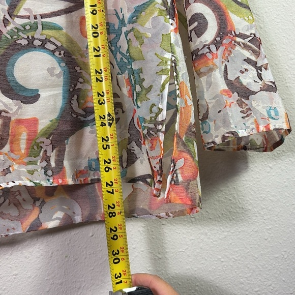 Chico’s Linen Blend Art Deco V-neck Top Tunic Size 1 US 8 / M - Picture 4 of 7